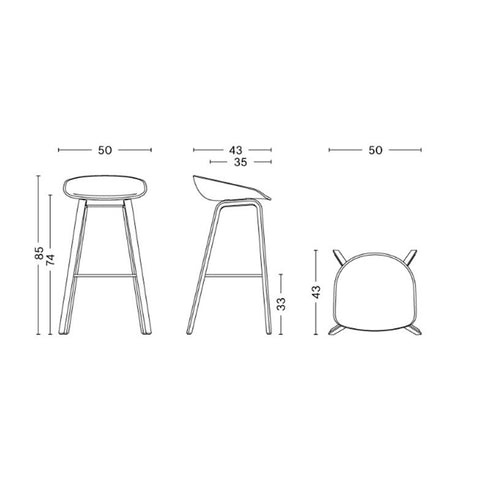 AAS 32 Bar Stool High Water-Based Lacquered Oak